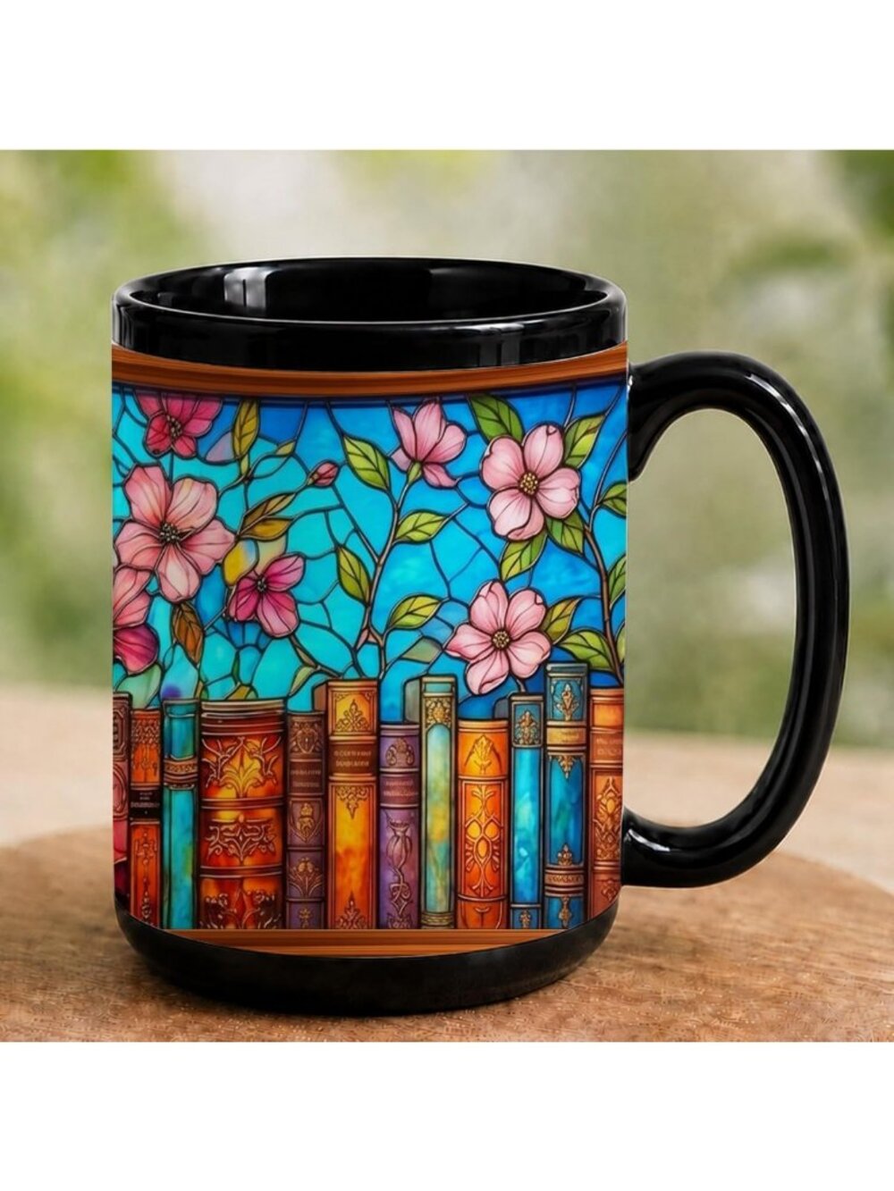 Stained Glass Coffee Mug 15 Oz - Unique Gifts for Book Lovers & Library Decor